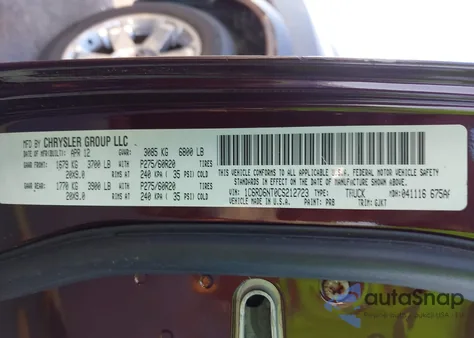 2012 Ram 1500 Laramie z USA, uszkodzony, nr VIN 1C6RD6NT0CS212723